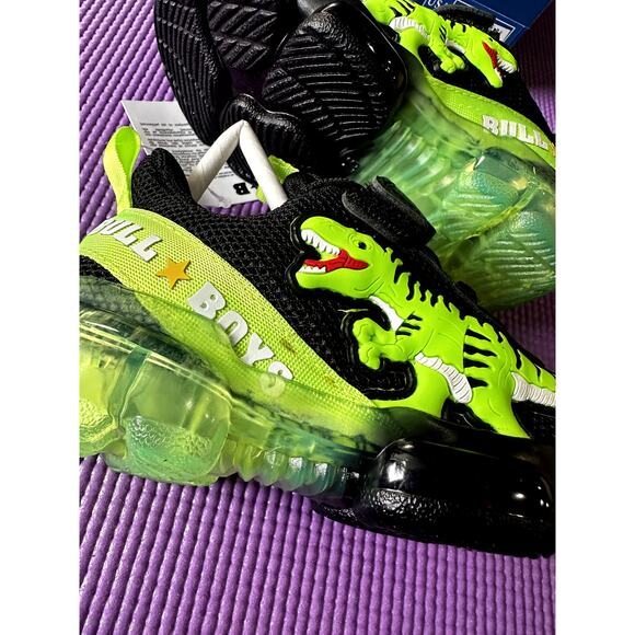Bull Boys T-Rex Boy Sneakers Dinosaurs Size 9 US Black Green Light-Up Velcro NEW - Picture 5 of 12